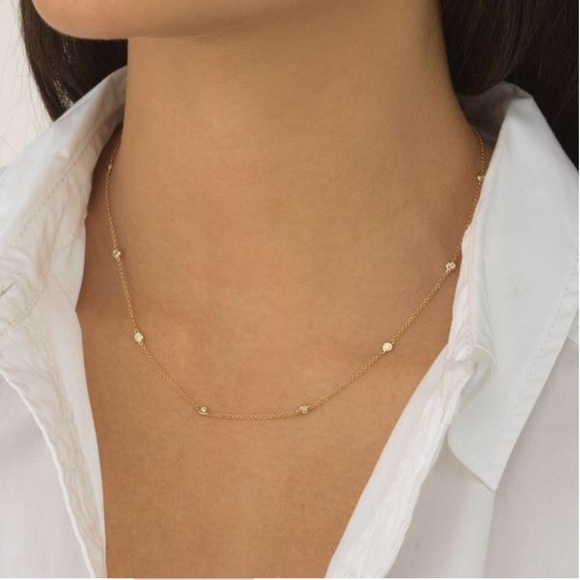 Adina’s Jewels Diamonds by the Yard Bezel Chain Necklace 14K Rose Gold - Picture 1 of 7